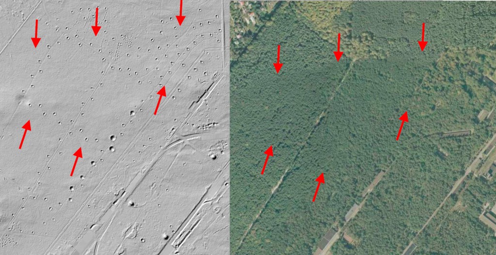 Składnica sprzętu wojskowego Gałkówek - Mapa LIDAR Źródło: Geoportal