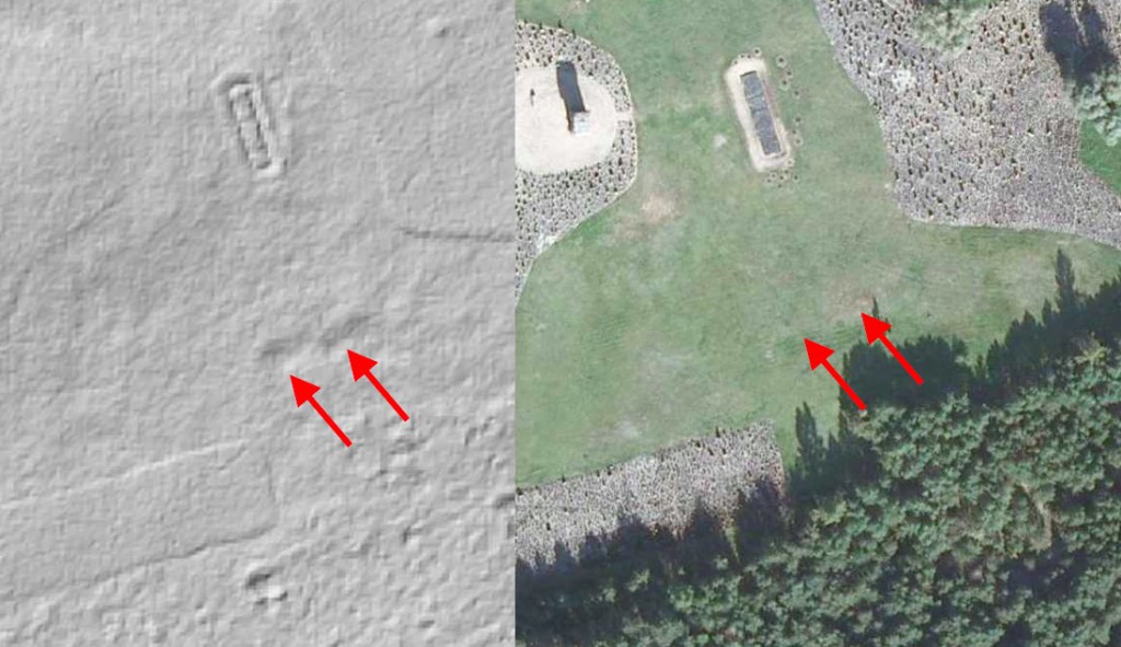 Ślady komór gazowych w Treblince - Mapa LIDAR Źródło: Geoportal