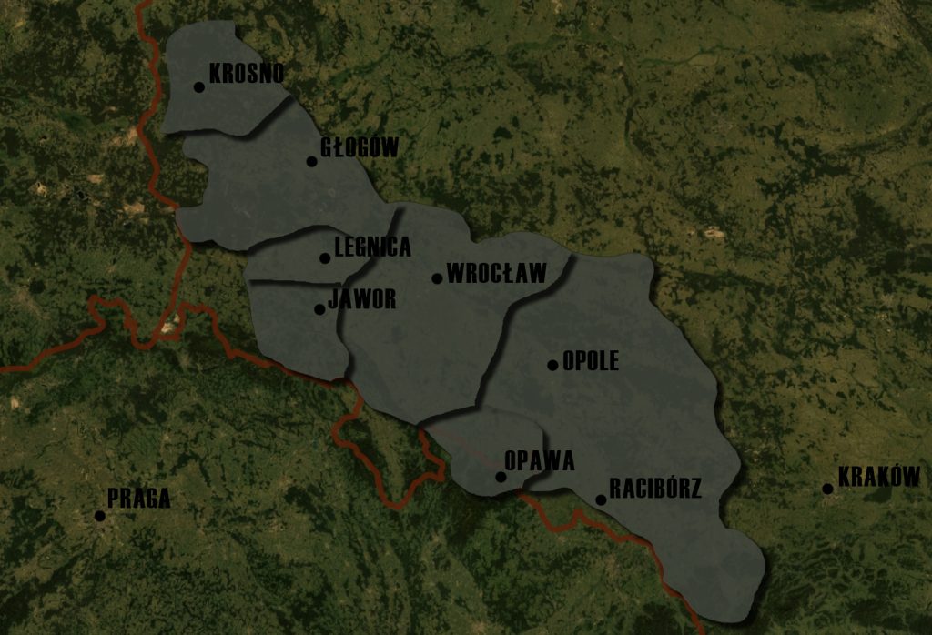 Poglądowa Mapa Księstw Śląskich - Lata 1273-1277
