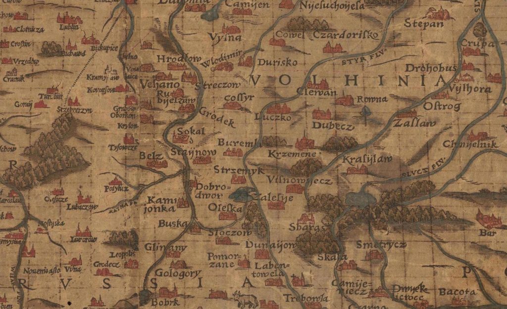 Fragment starej mapy - Wołyń