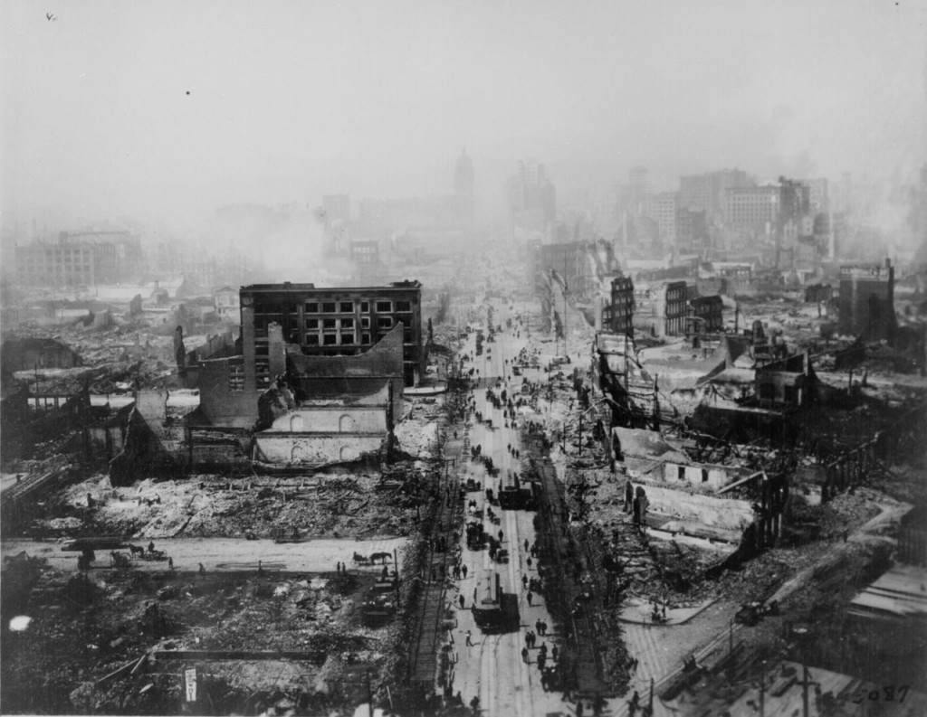 Zniszczone San Francisco po trzęsieniu ziemi z 1906 roku