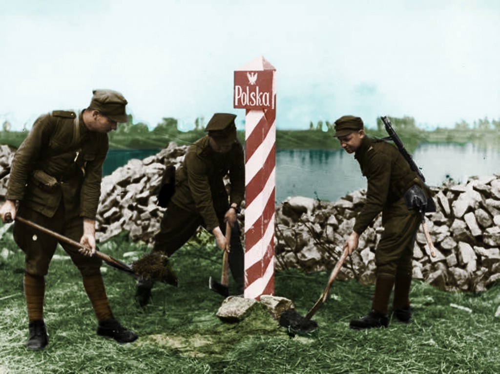 Pokolorowane zdjęcie żołnierzy 1. Armii WP