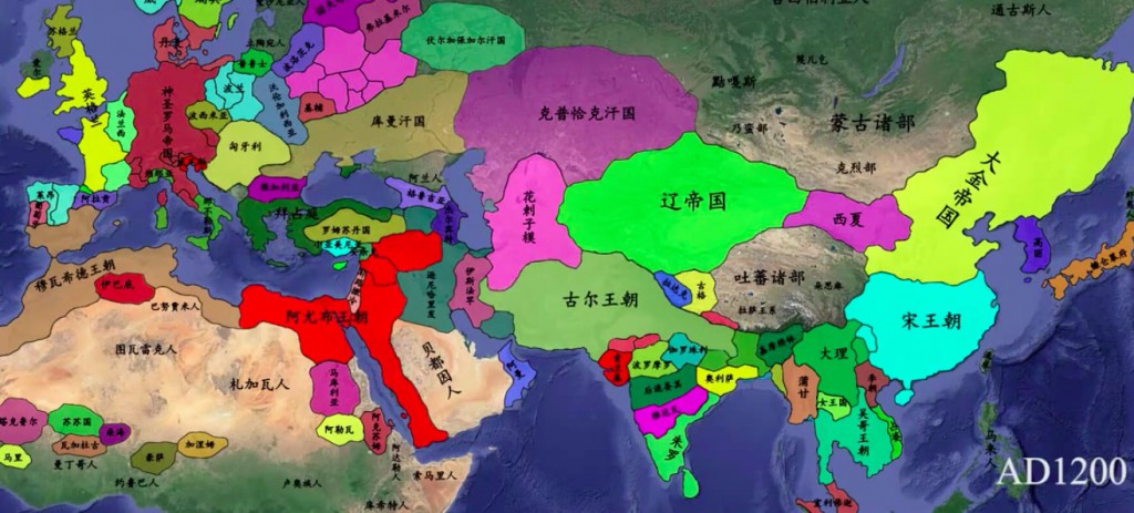 Mapa Historii Cywilizacji Rok 1200 n.e. - Źródło: www.youtube.com