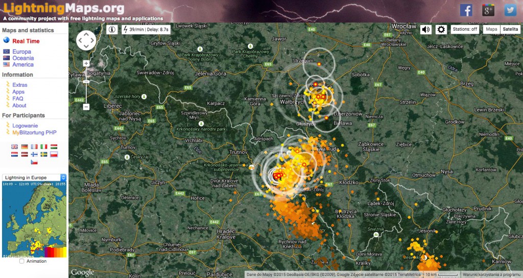 Lightningmaps.org - Mapa Wyładowań