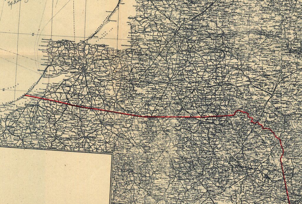 Fragment mapy, załącznik do umowy z 16.08.1945 r. miedzy RP i ZSRR.