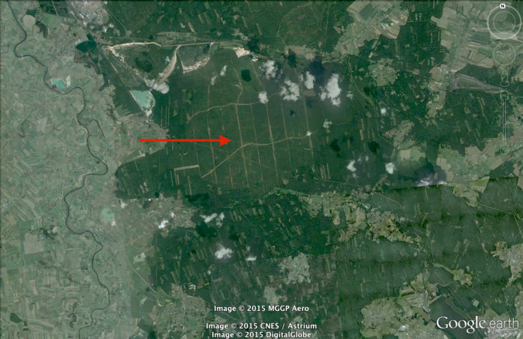 Pożar lasu w Kuźni Raciborskiej - 10 Ciekawych Miejsc w Polsce - Źródło: Google Earth