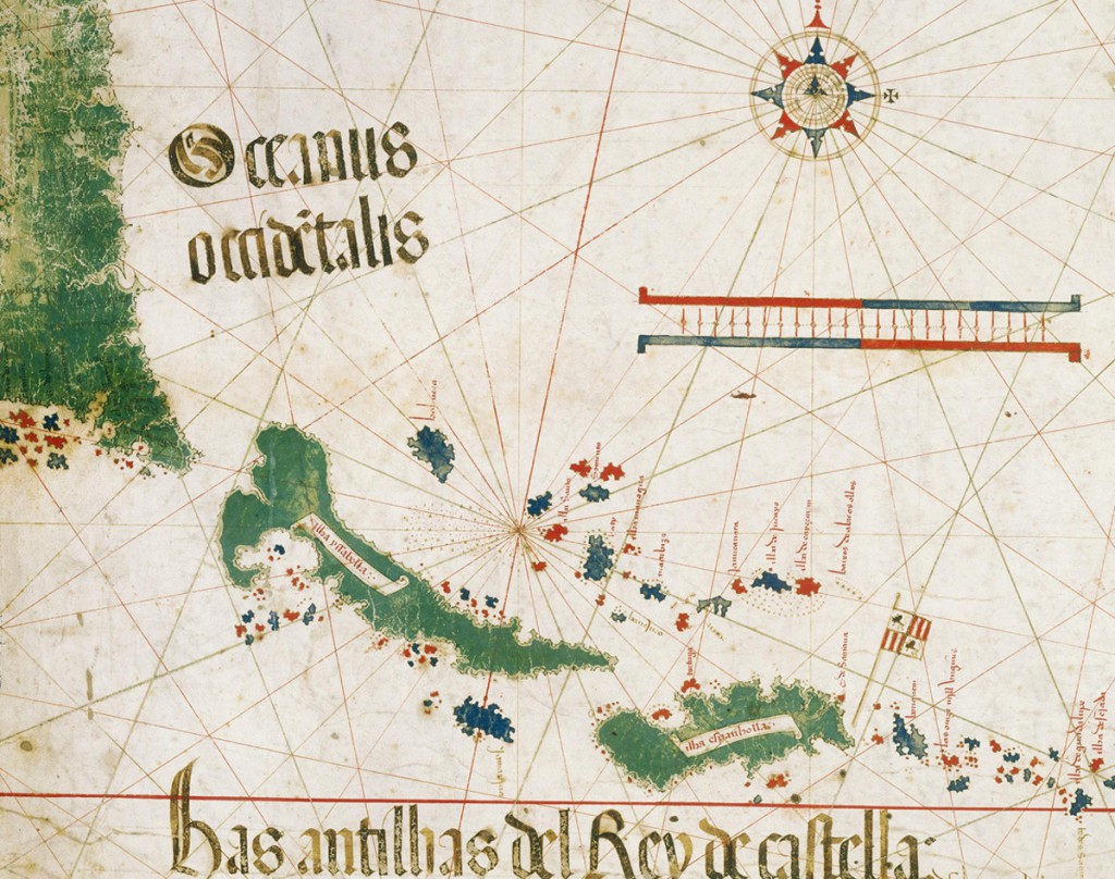 Floryda i Wyspy Karaibskie - Portugalska mapa świata z 1502 roku