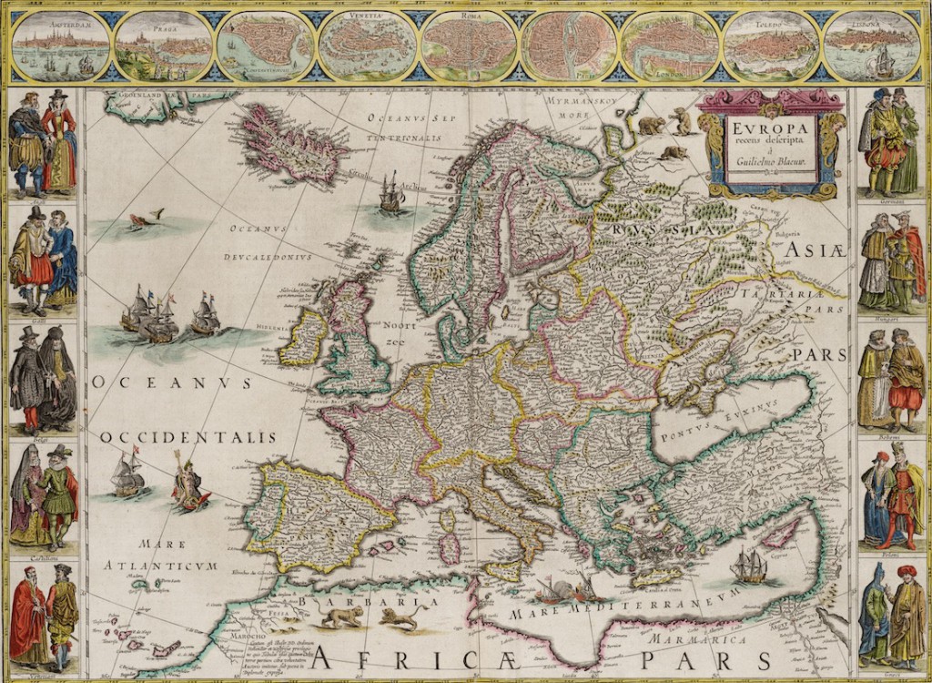 Stara mapa Europy z 1644 roku - Autor: Willem Blaeu