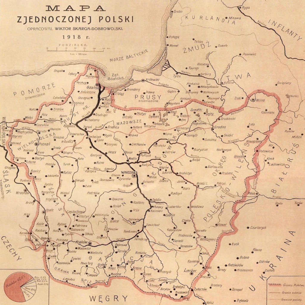 Mapa zjednoczonej Polski z 1918 roku - 10 Fascynujących Historycznych Map Polski