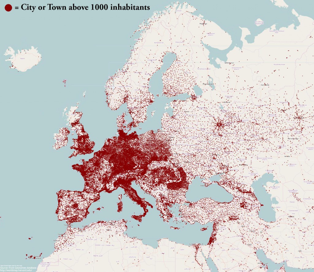 Europejskie miasta powyżej 1 tys. mieszkańców