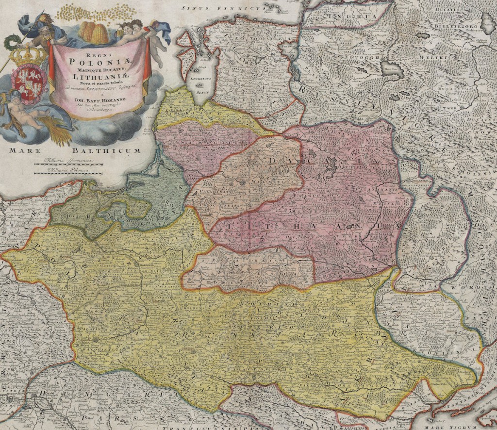 Mapa Rzeczpospolitej Obojga Narodów z 1715 roku - Źródło: polona.pl / Biblioteka Narodowa