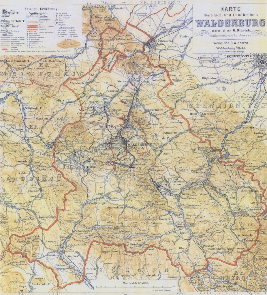 Stara mapa Wałbrzycha - Autor: Gustav Olbrich