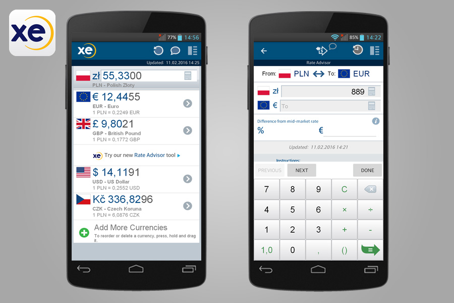 XE Currency - 14 aplikacji przydatnych w turystyce za granicą