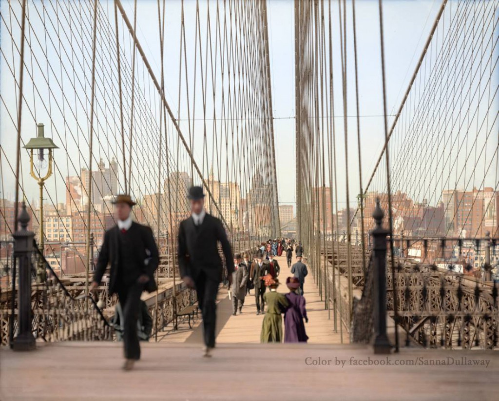 Spacer po Brooklyn Bridge - Świat na 10 kolorowych starych zdjęciach - Autor: Sanna Dullaway