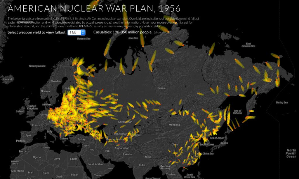 Mapa Celów Ataków Nuklearnych - Źródło: blog.nuclearsecrecy.com