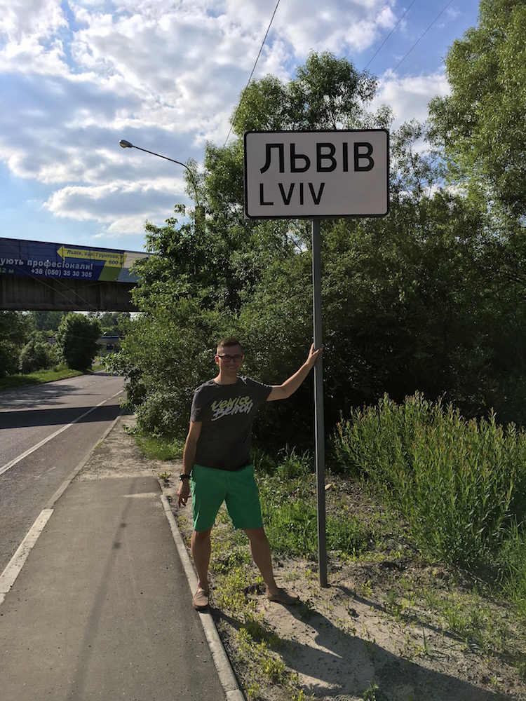 Mój turystyczny wyjazd na Ukrainę - Na tablicy Львів -Lviv (Lwów)