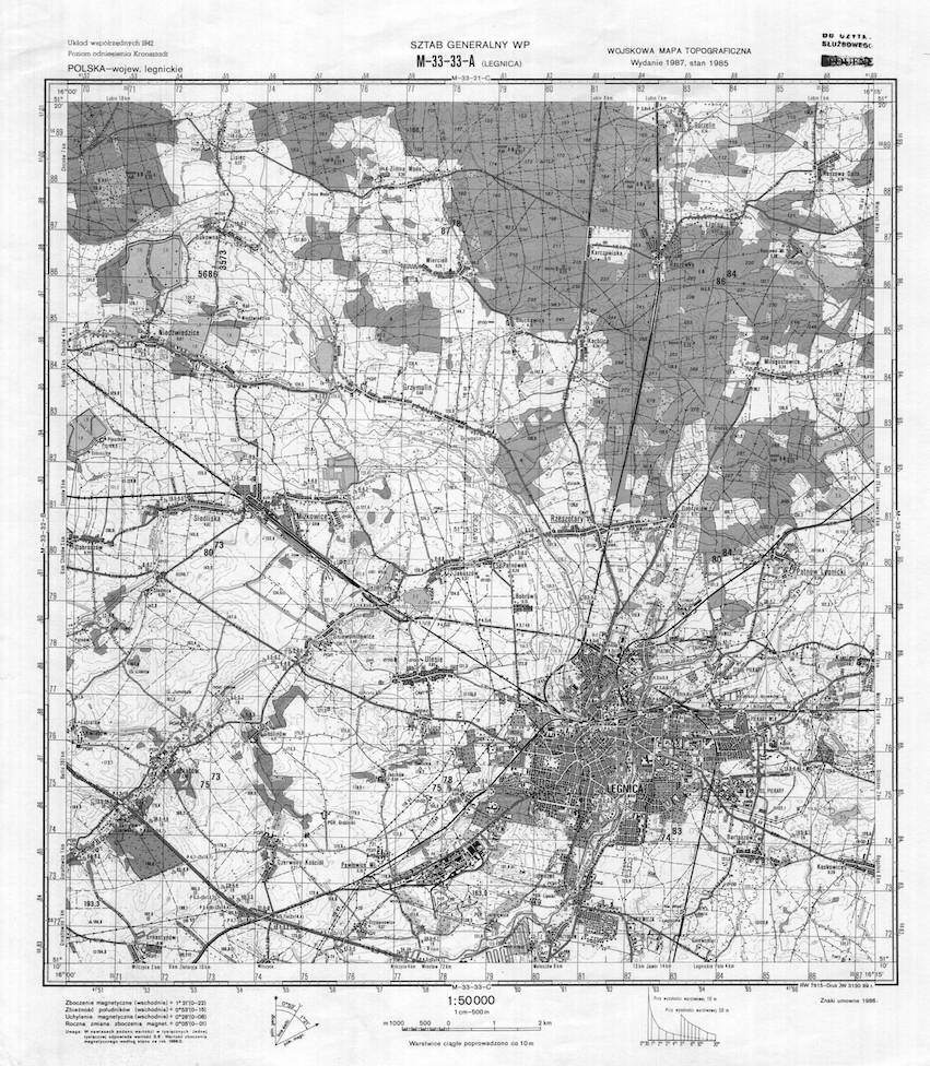 Przykładowa wojskowa mapa topograficzna Legnicy - Mapy sztabowe Wojska Polskiego