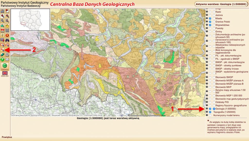 Zdigitalizowane mapy geologiczne Polski - Centralna Baza Danych Geologicznych