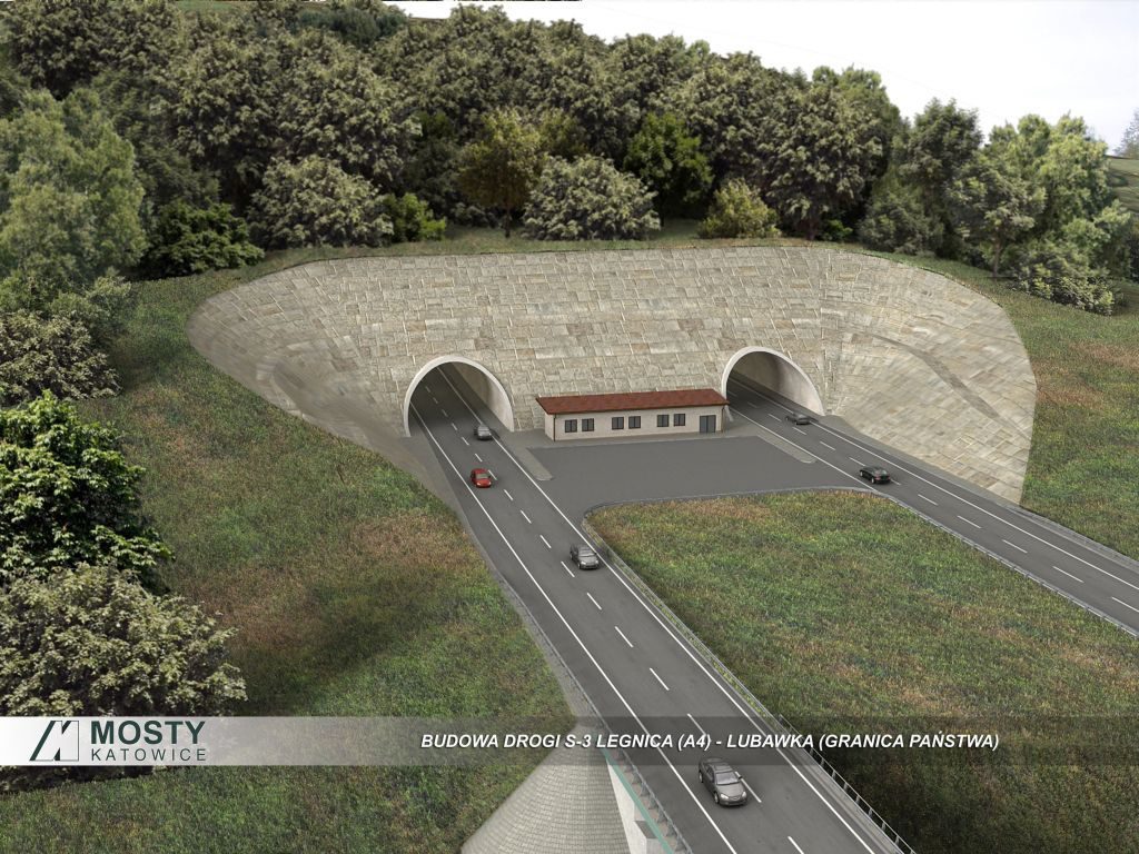 Wizja nowego (rekordowego) tunelu drogowego w Górach Wałbrzyskich - Źródło: Mosty Katowice