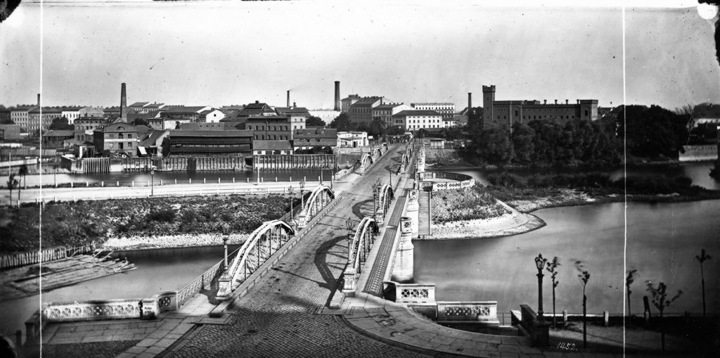 Most Uniwersytecki (stary), widok w kierunku Nadodrza - Hermann Krone, po 1863 roku