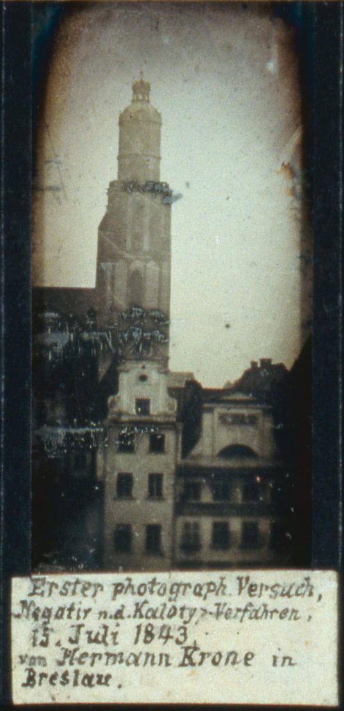 Jedno z najstarszych zdjęć, być może najstarsze zdjęcie Wrocławia, dagerotyp - Wieża kościoła św. Elżbiety - Hermann Krone, 15 lipca 1843 rok