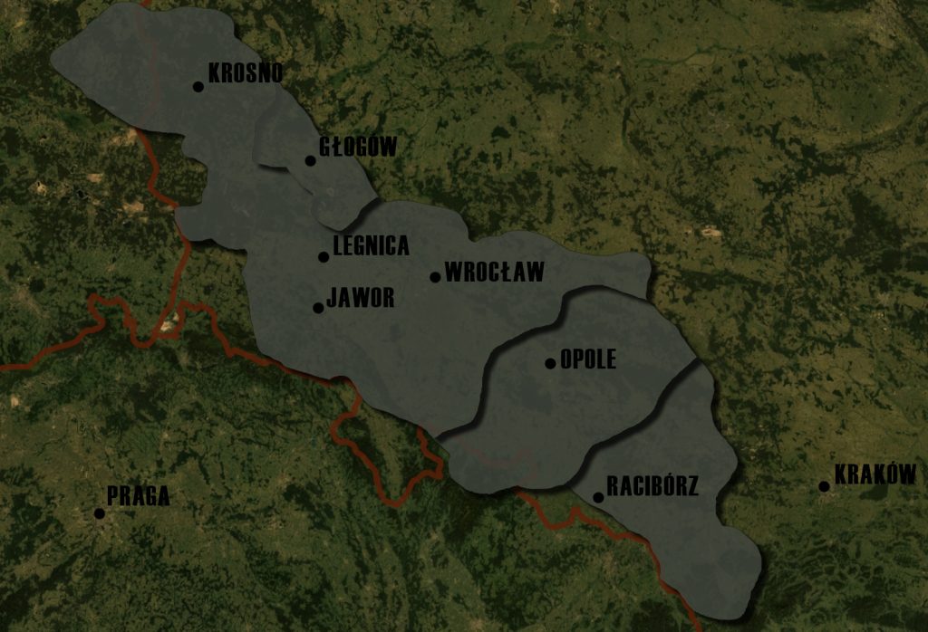 Poglądowa Mapa Księstw Śląskich - Lata 1177-1185