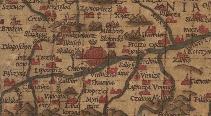 Stara mapa Polski - Małopolska i Kraków