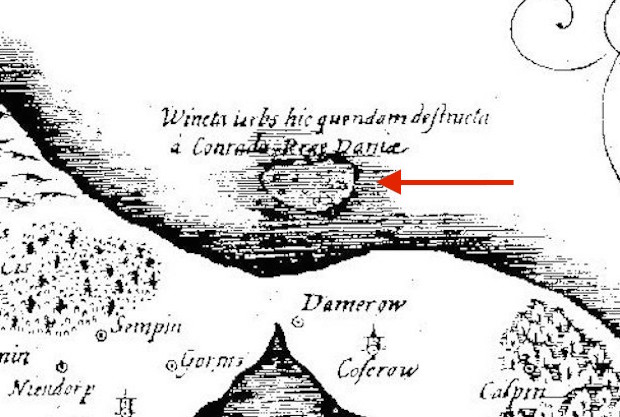 Mapa Pomorza Eilhardusa Lubinusa - Zbliżenie - Historia Zatopionych Miejsc