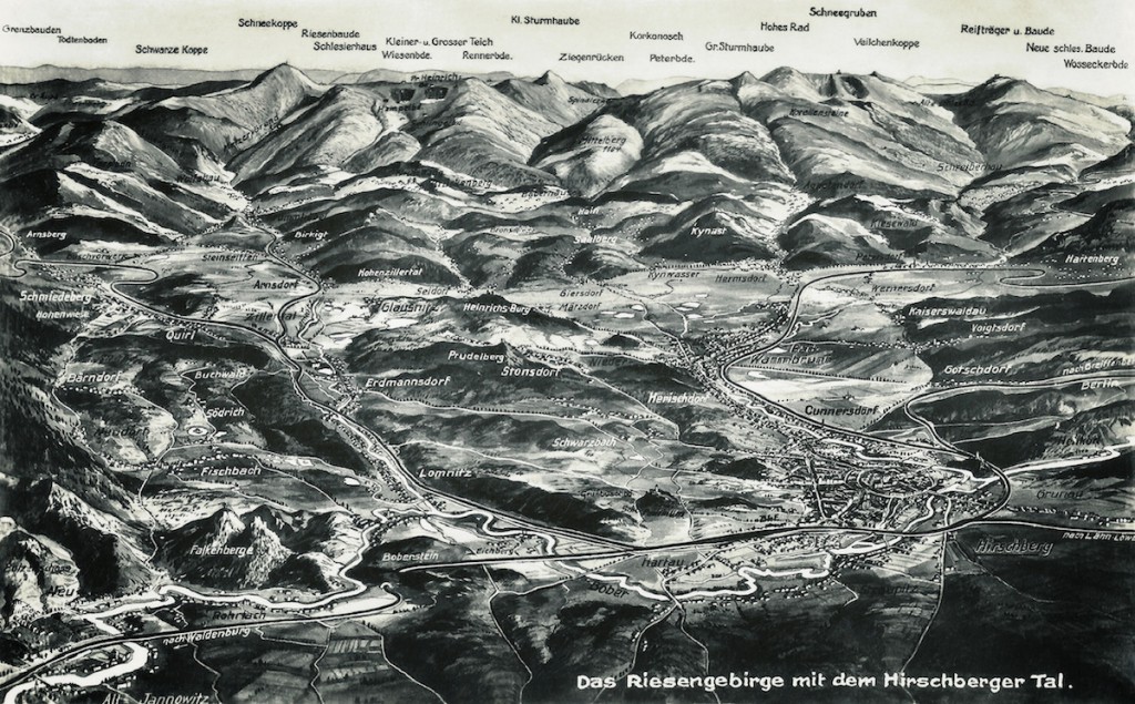 Przedwojenna panorama Karkonoszy i Kotliny Jeleniogórskiej