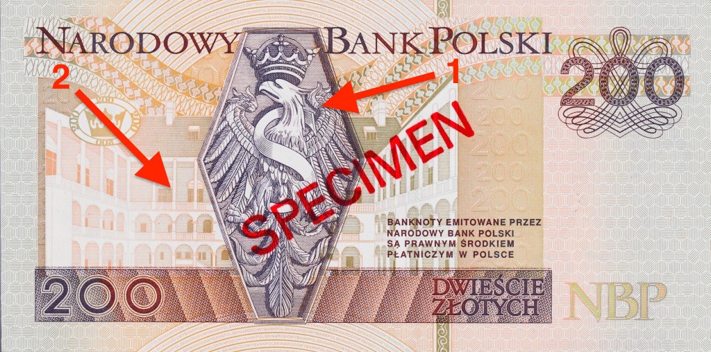 Banknot 200 zł - Ukryte symbole i miejsca na polskich banknotach - Źródło: NBP