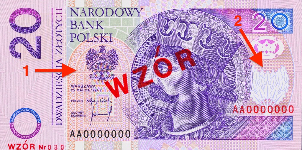 Banknot 20 zł - Ukryte symbole i miejsca na polskich banknotach - Źródło: NBP