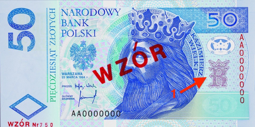 Banknot 50 zł - Ukryte symbole i miejsca na polskich banknotach - Źródło: NBP