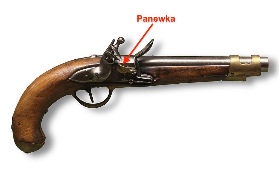 Panewka w pistolecie skałkowym - Źródło: commons.wikimedia.org Foto: Rama