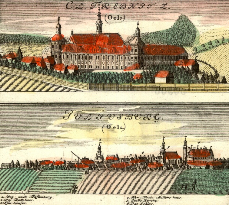 Trzebnica (Trebnitz) i Dobroszyce (Juliusburg) - Rok 1737