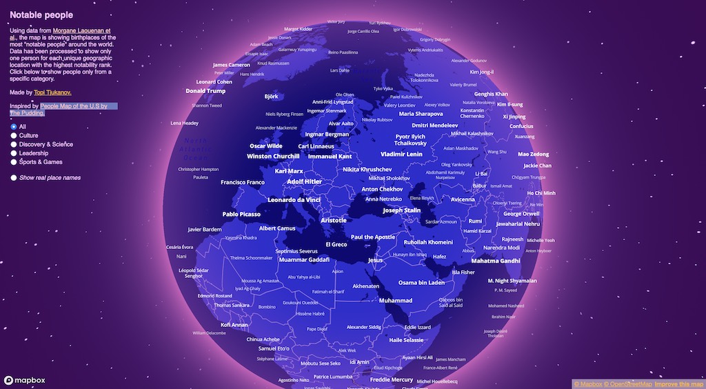 Interaktywna mapa, na której sprawdzisz najsłynniejszych ludzi urodzonych w danym miejscu – Źródło: tjukanovt.github.io/notable-people