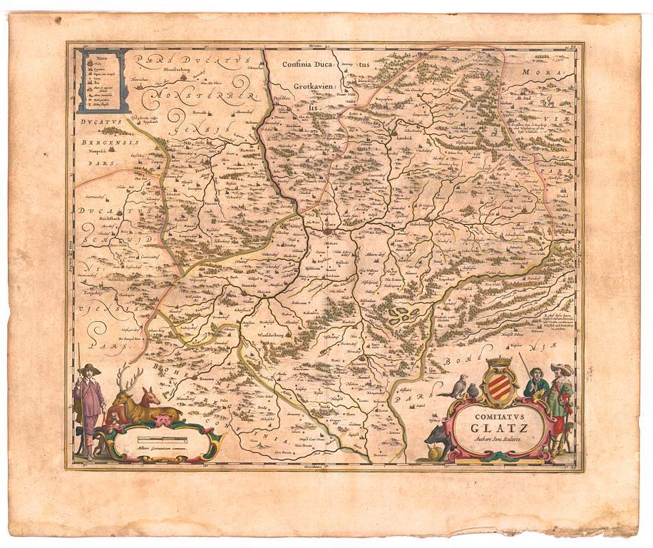 Jedna z najstarszych map hrabstwa kłodzkiego pochodząca z 1645 roku – Autor: Willem Blaeu Źródło: wikimedia.org / University of California