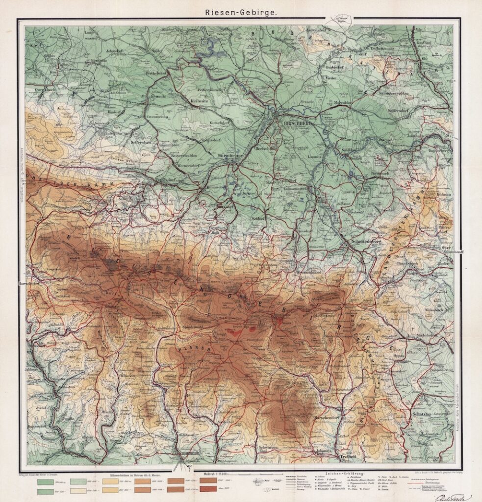 Przedwojenna mapa Karkonoszy – Źródło: Archiwum Map WIG